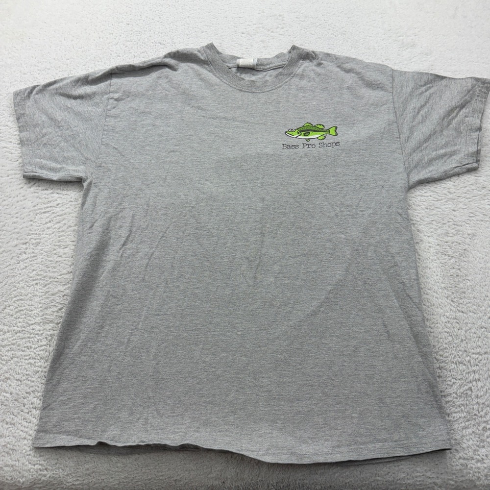 VTG Bass Pro Shops Mens Graphic T Shirt Gray Fish Identification XL Funny
